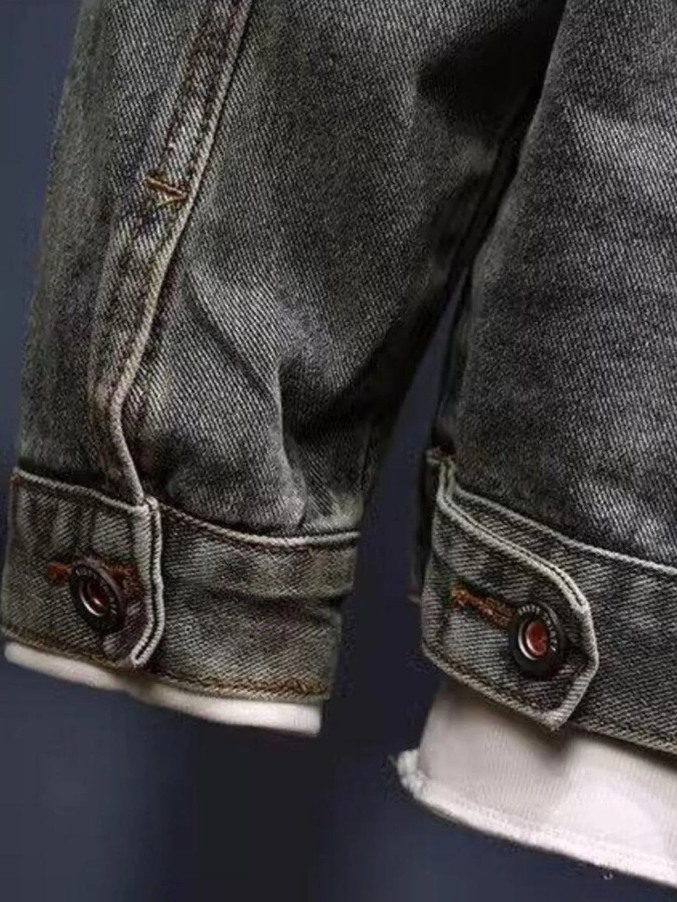 Men's Plus Size Button Up Long Sleeve Denim Jacket